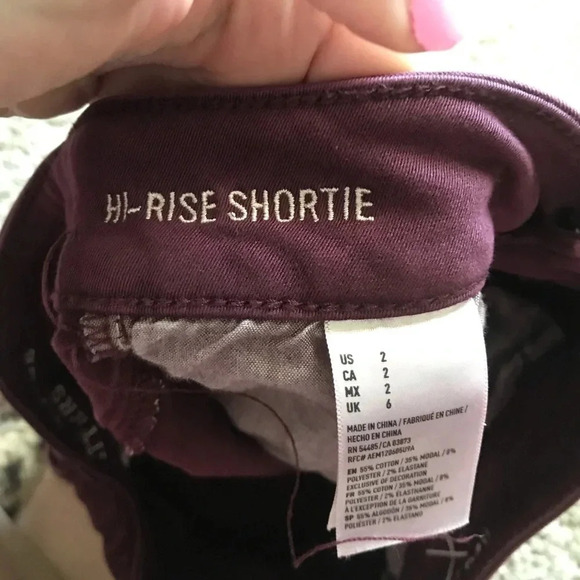 American Eagle Maroon Hi-Rise Shorty Shorts - Picture 3 of 5
